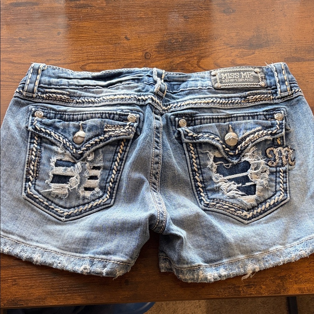 Miss Me Distressed Light Wash Denim Shorts - Women's